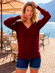 Roman Red Plain V-Neck Stretch Jumper - Image 2 of 4