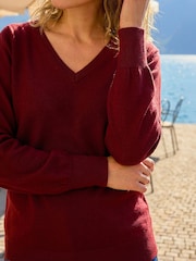 Roman Red Plain V-Neck Stretch Jumper - Image 4 of 4