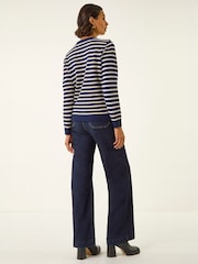 Roman Blue Stripe Buttoned Knit Jumper - Image 3 of 5