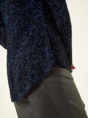 Roman Blue Flock Mesh Textured Top - Image 5 of 5