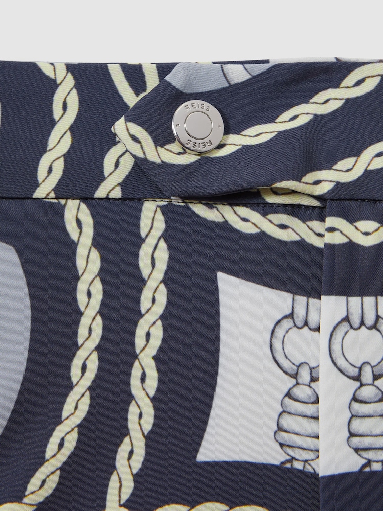 Reiss Navy Multi Palm Chain Print Swim Shorts - Image 6 of 6