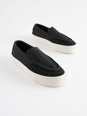Black Woven Loafers - Image 1 of 5