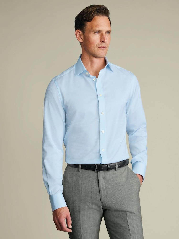 Charles Tyrwhitt Blue Egyptian Cotton Luxury Texture Shirt - Image 1 of 7