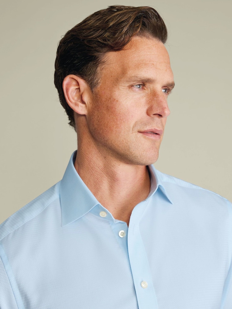 Charles Tyrwhitt Blue Egyptian Cotton Luxury Texture Shirt - Image 2 of 7