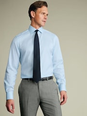 Charles Tyrwhitt Blue Egyptian Cotton Luxury Texture Shirt - Image 4 of 7
