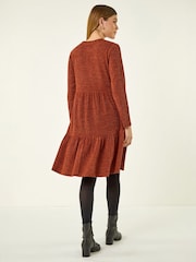 Roman Brown Textured Frill Dress - Image 3 of 5