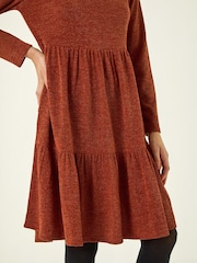 Roman Brown Textured Frill Dress - Image 5 of 5