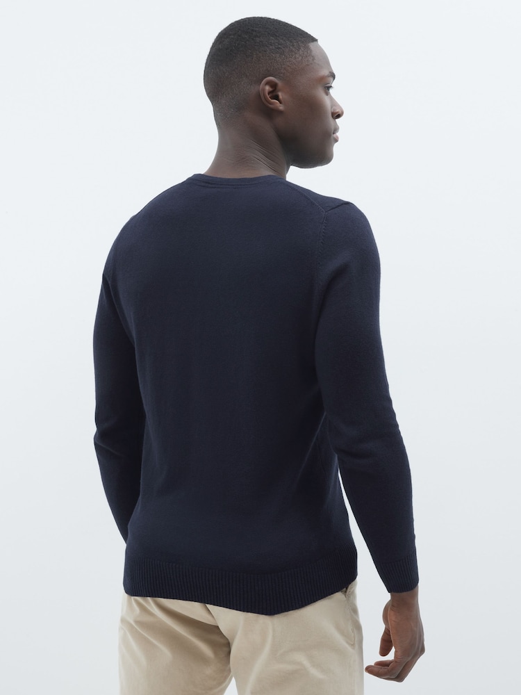 Lyle & Scott Navy Crew Neck Cotton Merino Jumper - Image 2 of 6