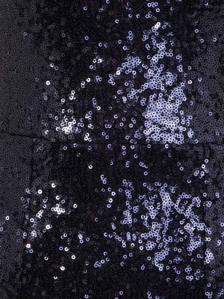 HotSquash Navy Blue Cowl Back Sequinned Fishtail Maxi Dress - Image 4 of 4