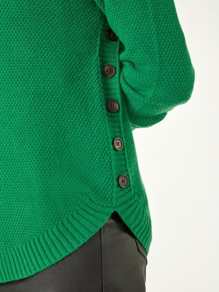 Roman Green Textured Curved Hem Jumper - Image 5 of 5