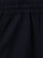 Reiss Navy Wilfred Senior Linen Drawstring Tapered Trousers - Image 4 of 4