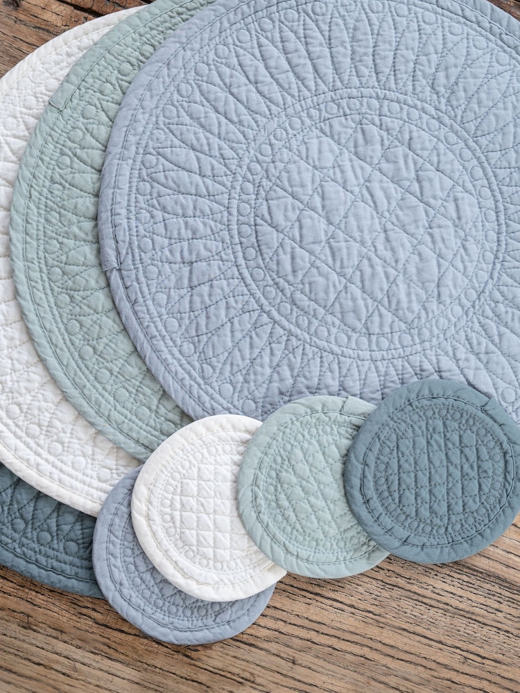Mary Berry Set of 4 Green Signature 100% Cotton Pistachio Coasters - Image 1 of 4 Mary Berry Set of 4 Green Signature 100% Cotton Pistachio Coasters - Image 1 of 4