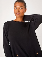 Roman Black Buttoned Side Hanky Hem Jumper - Image 4 of 5