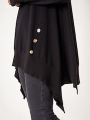 Roman Black Buttoned Side Hanky Hem Jumper - Image 5 of 5