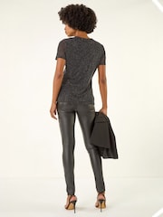 Roman Black Hotfix Keyhole Stretch Top - Image 3 of 5