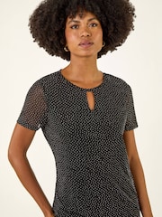 Roman Black Hotfix Keyhole Stretch Top - Image 4 of 5