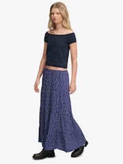 SUPERDRY Blue SUPERDRY Woven Tiered Maxi Skirt - Image 6 of 7