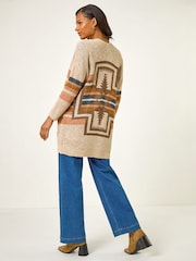 Roman Natural Stripe Knit Longline Cardigan - Image 3 of 5