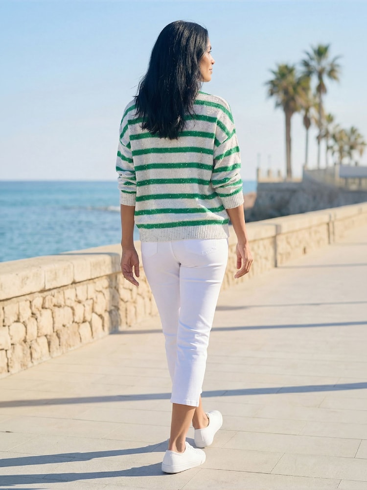 Roman Green Striped Sequin Knit Jumper - Image 2 of 3