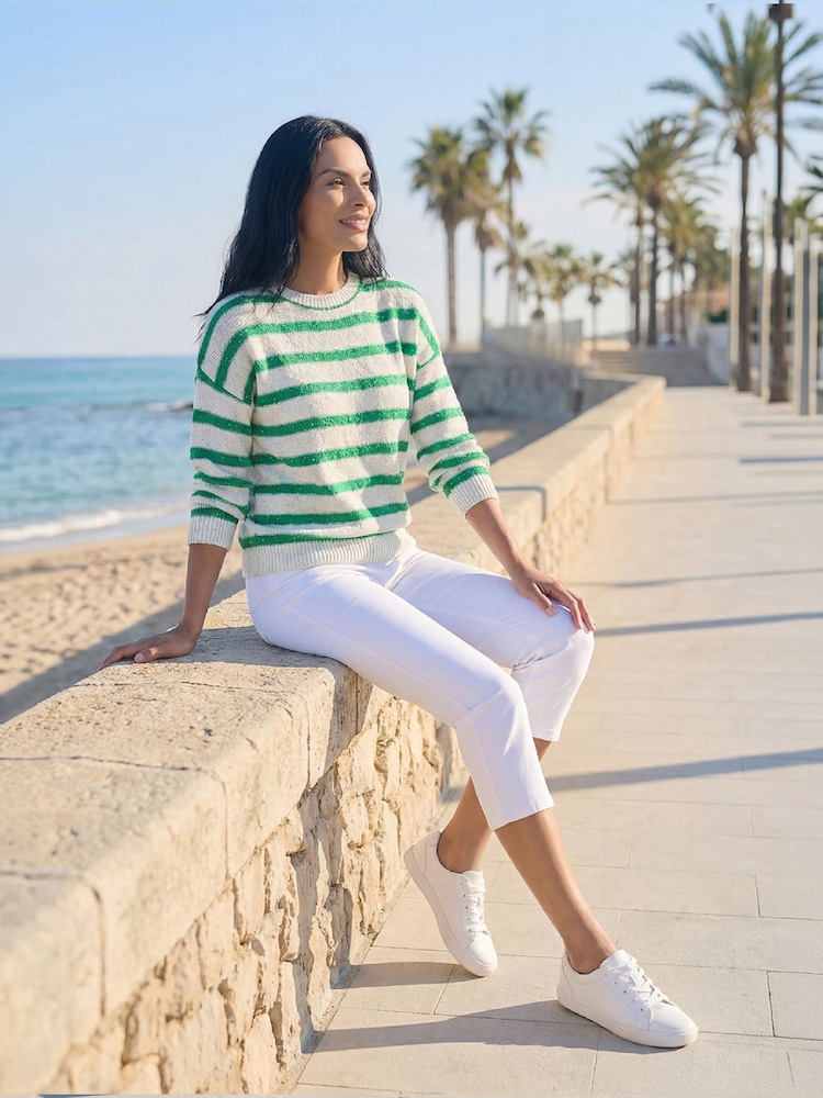 Roman Green Striped Sequin Knit Jumper - Image 3 of 3