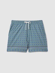 Reiss Multi Vizzini Tile Print Drawstring Swim Shorts - Image 2 of 6