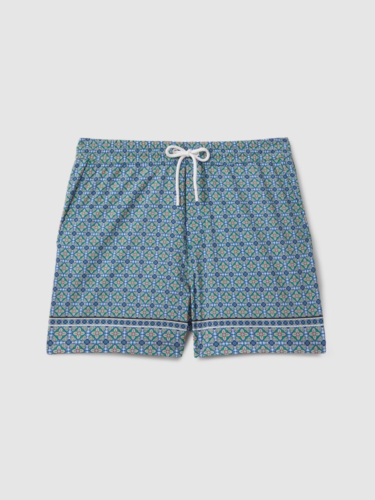 Reiss Multi Vizzini Tile Print Drawstring Swim Shorts - Image 2 of 6