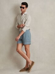 Reiss Multi Vizzini Tile Print Drawstring Swim Shorts - Image 3 of 6