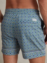 Reiss Multi Vizzini Tile Print Drawstring Swim Shorts - Image 5 of 6
