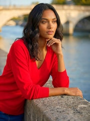 Roman Red Plain V-Neck Stretch Jumper - Image 2 of 4