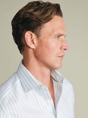 Charles Tyrwhitt Blue Non-Iron Cotton Linen short sleeve shirt - Image 3 of 6