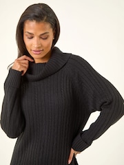 Roman Black Roll Neck Knitted Jumper Dress - Image 1 of 5