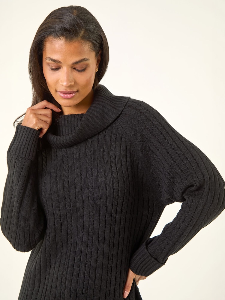 Roman Black Roll Neck Knitted Jumper Dress - Image 1 of 5