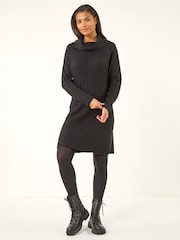 Roman Black Roll Neck Knitted Jumper Dress - Image 2 of 5