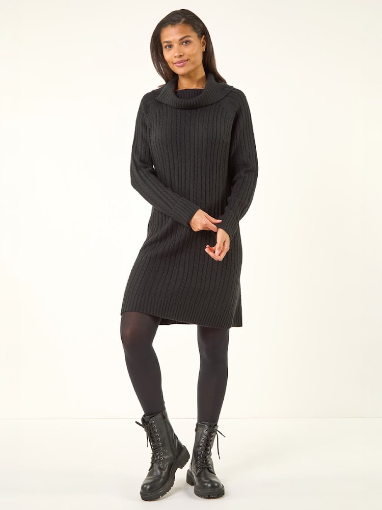 Roman Black Roll Neck Knitted Jumper Dress - Image 2 of 5