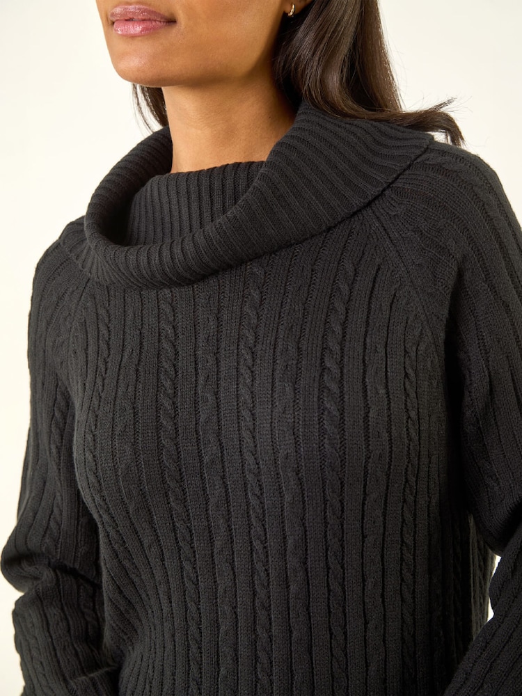 Roman Black Roll Neck Knitted Jumper Dress - Image 5 of 5