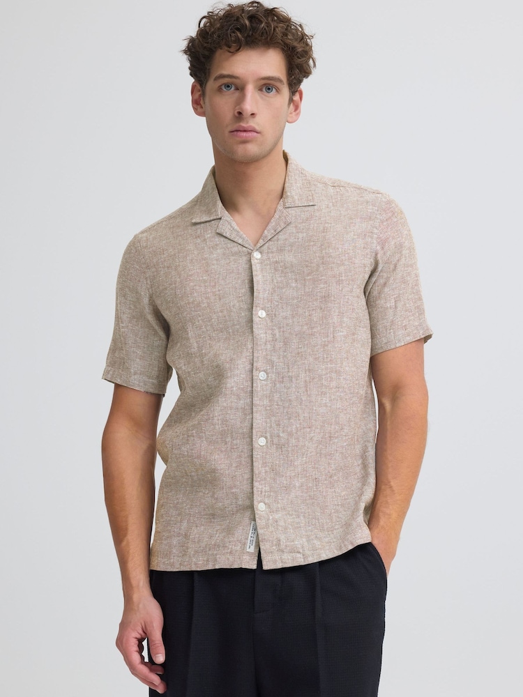 Casual Friday Brown Sauby Linen Shirt - Image 1 of 7