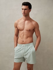 Reiss Sage Cable Zig-Zag Print Drawstring Swim Shorts - Image 1 of 6