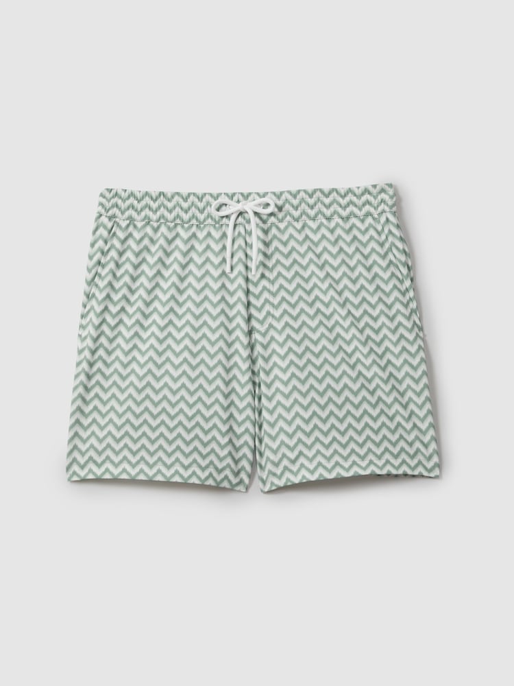 Reiss Sage Cable Zig-Zag Print Drawstring Swim Shorts - Image 2 of 6