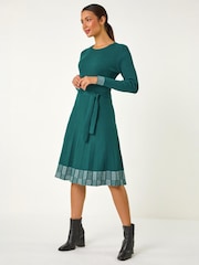 Vestido Roman de punto elástico acanalado con estampado en el borde - Imagen 2 de 5