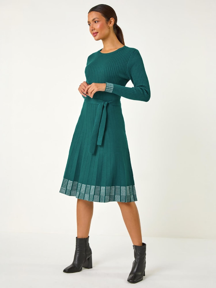 Vestido Roman de punto elástico acanalado con estampado en el borde - Imagen 2 de 5 Vestido Roman de punto elástico acanalado con estampado en el borde - Imagen 2 de 5
