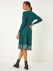 Vestido Roman de punto elástico acanalado con estampado en el borde - Imagen 3 de 5