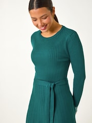 Vestido Roman de punto elástico acanalado con estampado en el borde - Imagen 4 de 5