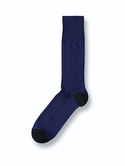 Charles Tyrwhitt Blue Cotton Rib Socks - Image 1 of 2