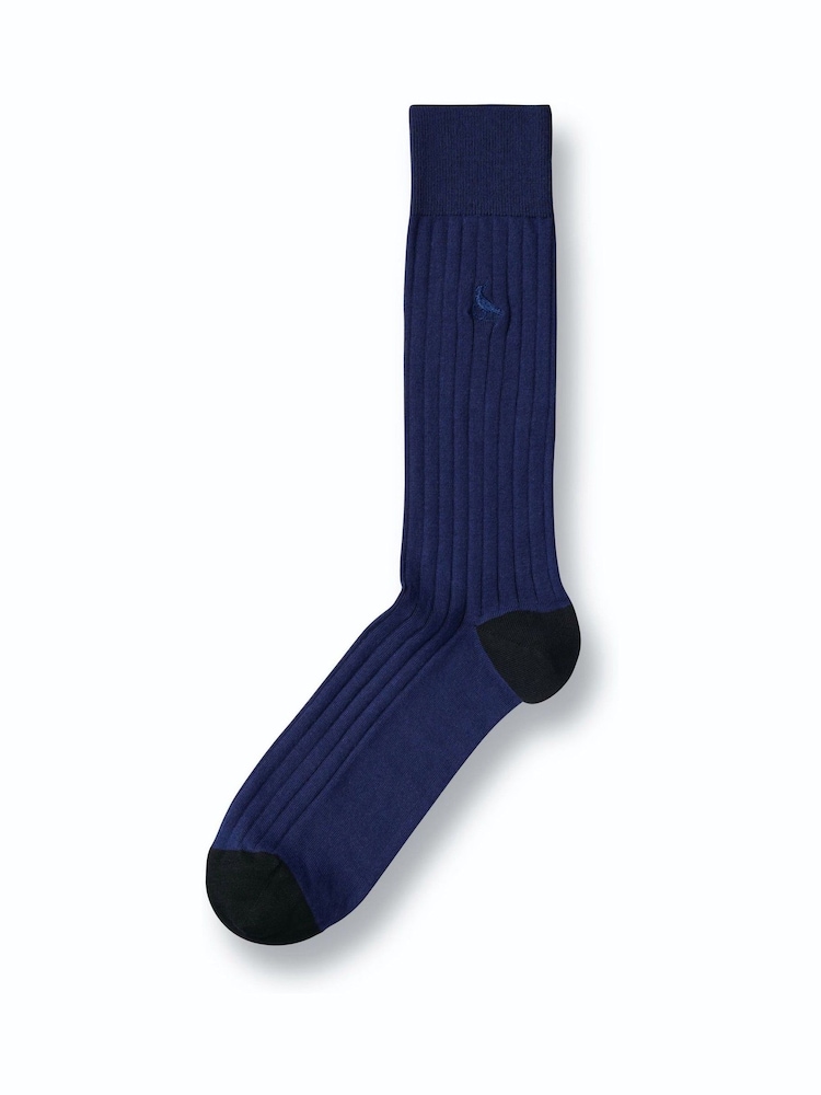 Charles Tyrwhitt Blue Cotton Rib Socks - Image 1 of 2 Charles Tyrwhitt Blue Cotton Rib Socks - Image 1 of 2