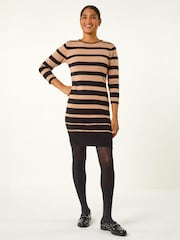Roman Brown Gradient Stripe Knitted Dress - Image 1 of 5