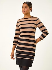 Roman Brown Gradient Stripe Knitted Dress - Image 2 of 5