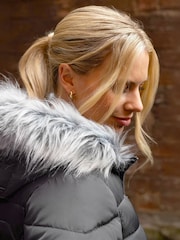 Roman Grey Faux Fur Hooded Quilt Coat - Image 4 of 5