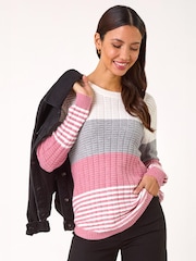 Roman Textured Raita Knitted Neulepusero - Kuva 1 / 4