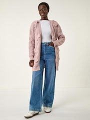 Roman Pink Bow Embellished Knit Cardigan - Image 3 of 5