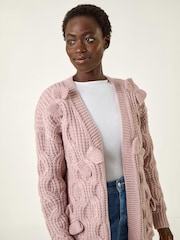 Roman Pink Bow Embellished Knit Cardigan - Image 4 of 5